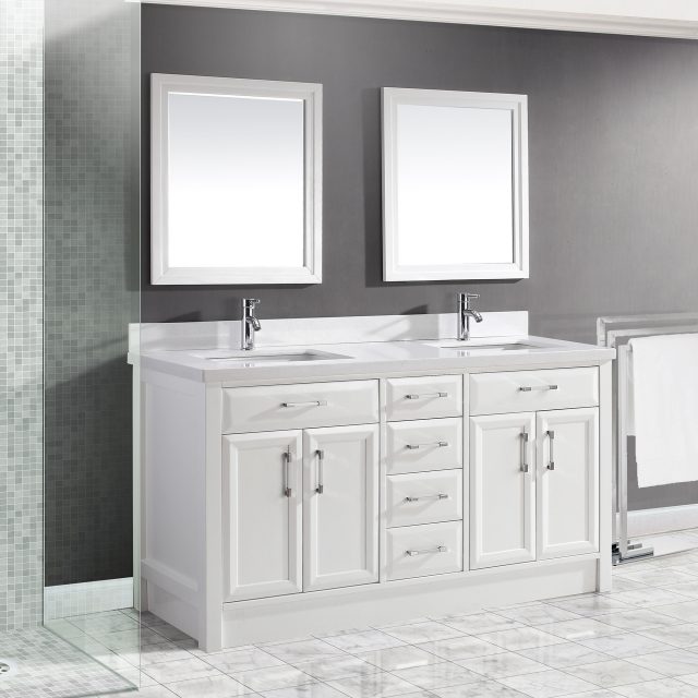 Calais 63 In Vanity With Engineered Stone Countertop Ikou Inc - 60 Inch Bathroom Vanity Double Sink With Toe Kick
