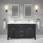 Corniche 60-pouces Meuble-lavabo avec comptoir en pierre usinée
