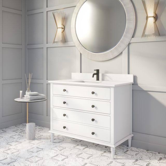 Francis 42-inch Bathroom Cabinet in White Side Angle Image