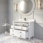 Francis 42-inch Bathroom Cabinet in White with drawers opened