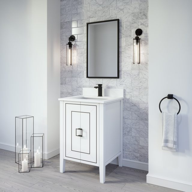 Hayden 24-inch Bathroom Cabinet in White Side Angle Image