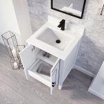 Hayden 24-inch Bathroom Cabinet in White showing the sink and countertop from an Overhead view