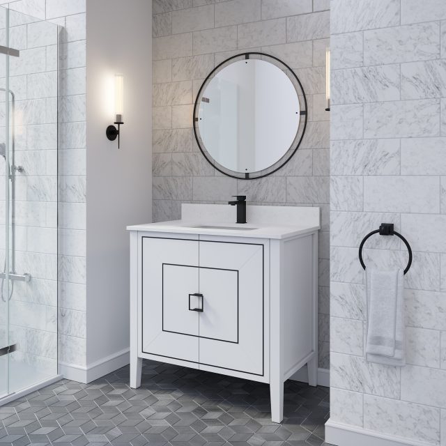 Hayden 36-inch Bathroom Cabinet in White Side Angle Image