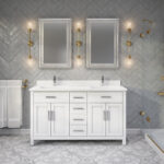 Katie 60-pouces Meuble-lavabo de salle de bain avec barre d'alimentation et tiroir de rangement