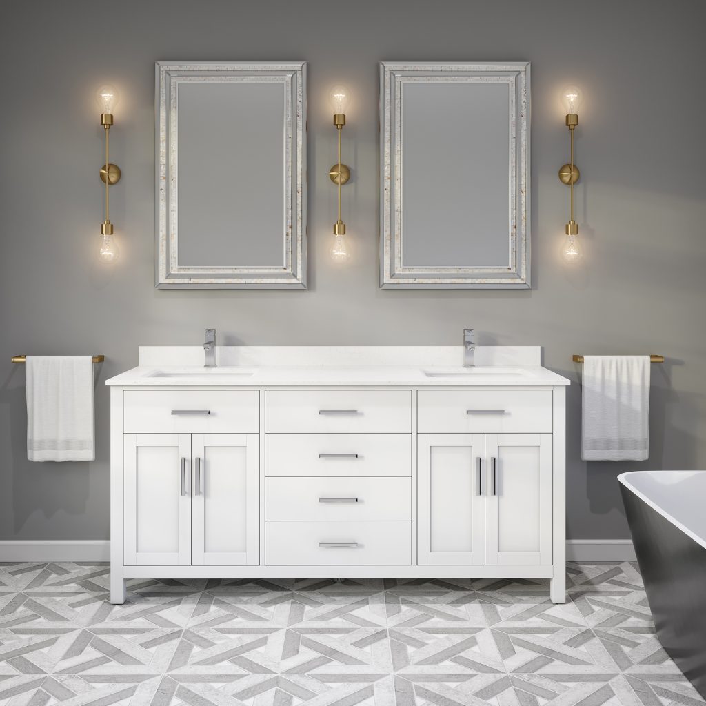 Katie 72in Bathroom Vanity with Power Bar & Drawer Organizer Ikou Inc.