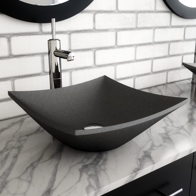 Mobius Natural Granite Vessel Bathroom Sink Ikou Inc - Bathrooms With Vessel Sink Pictures
