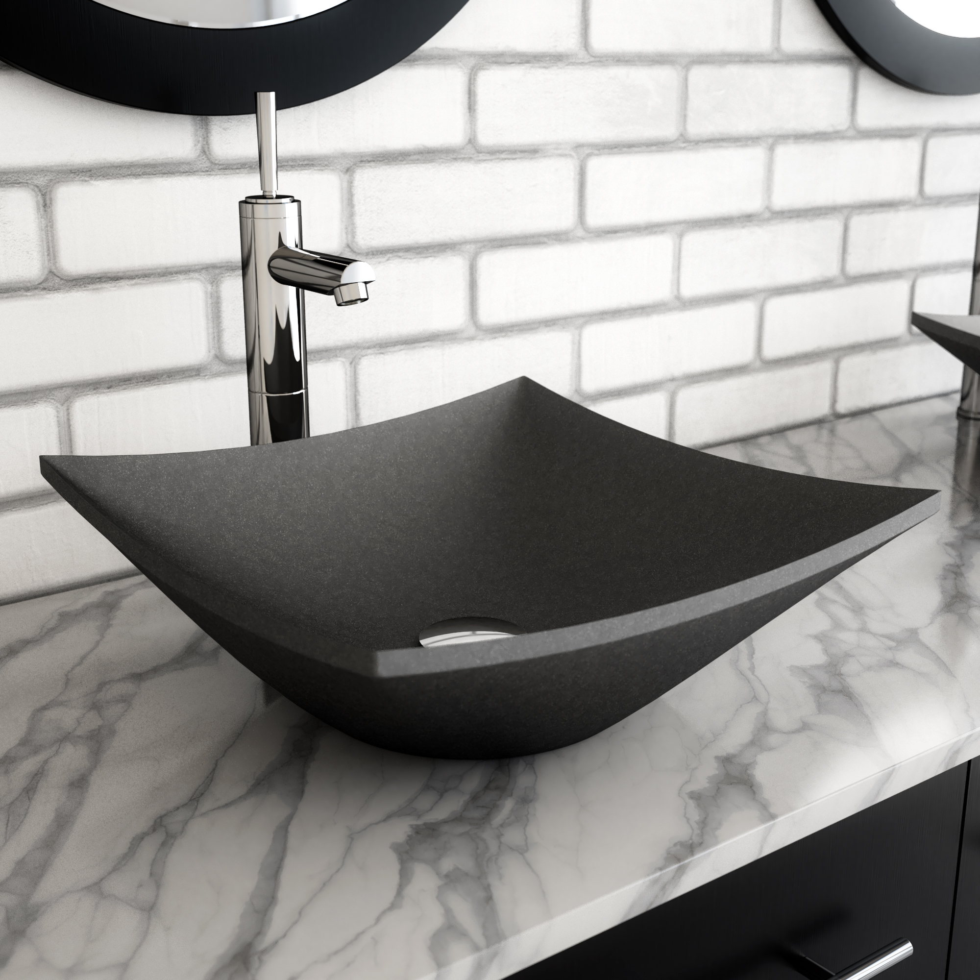 Mobius Natural Granite Vessel Bathroom Sink Ikou Inc