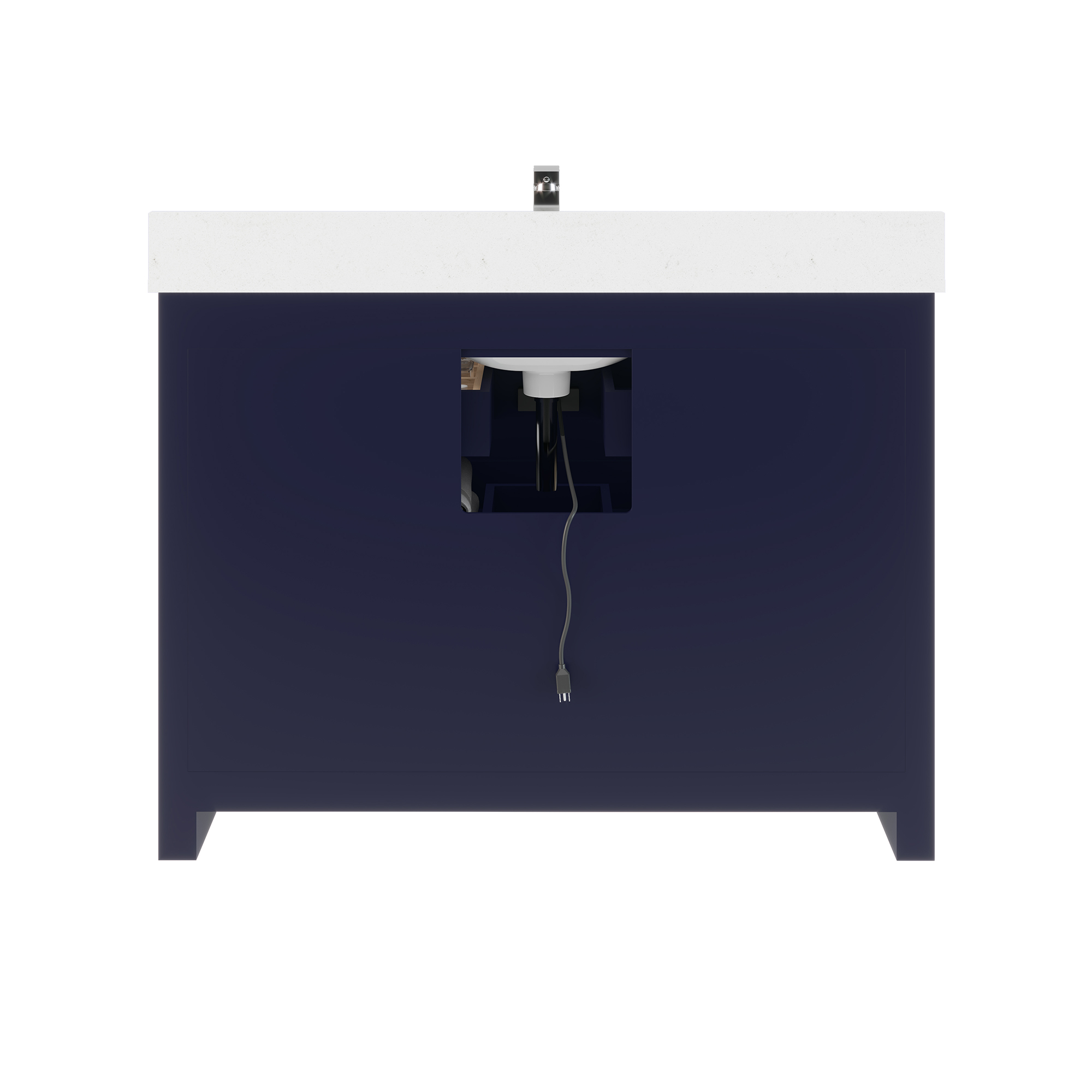 Ronaldo 48-inch Bathroom Cabinet in Navy-Blue with an Open back Panel below the Sink area