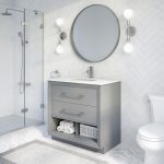 Ronaldo 36-inch Bathroom Cabinet in Oxford Grey Side Angle Image