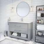 Ronaldo 48-inch Bathroom Cabinet in Oxford Grey Side Angle Image