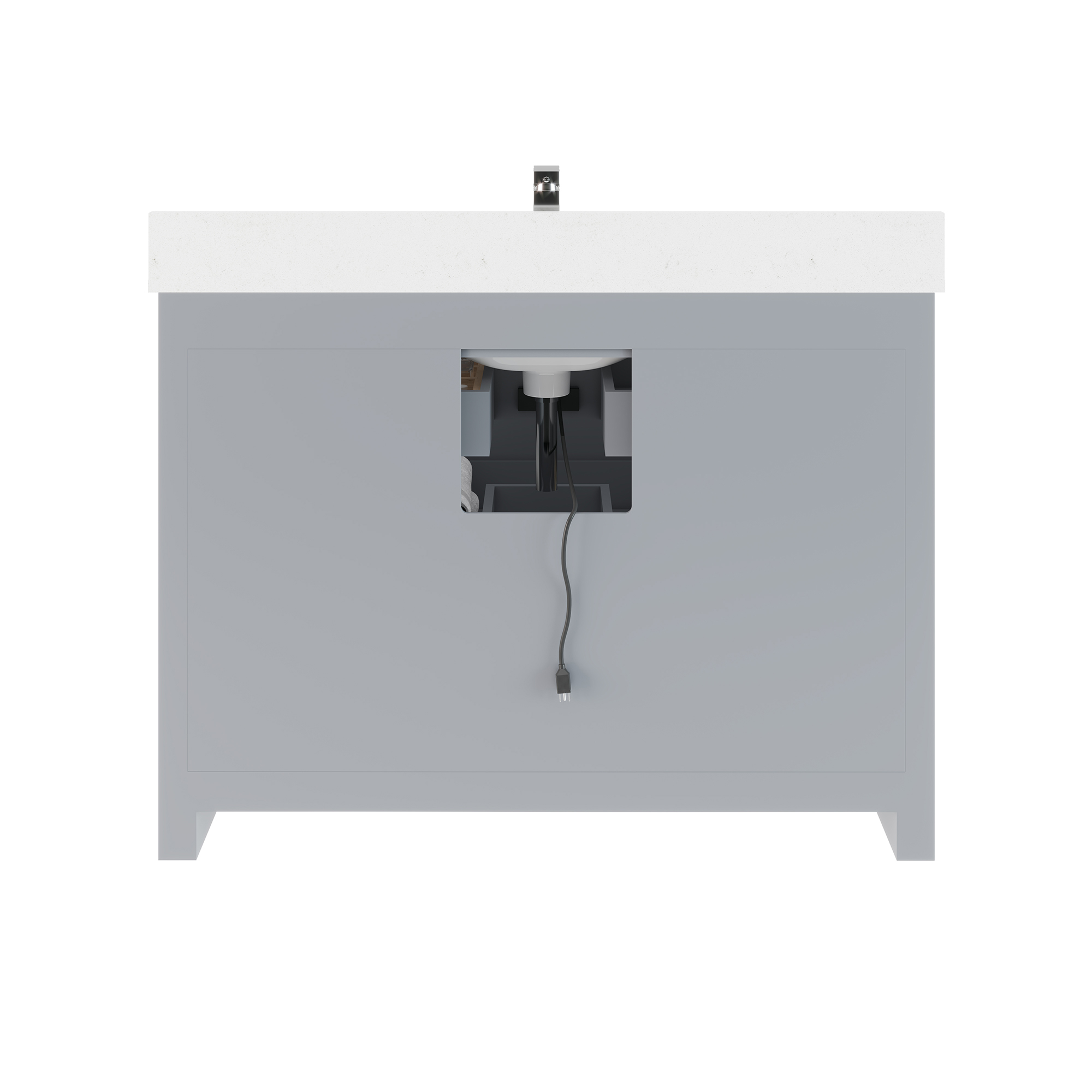 Ronaldo 48-inch Bathroom Cabinet in Oxford Grey with an Open back Panel below the Sink area
