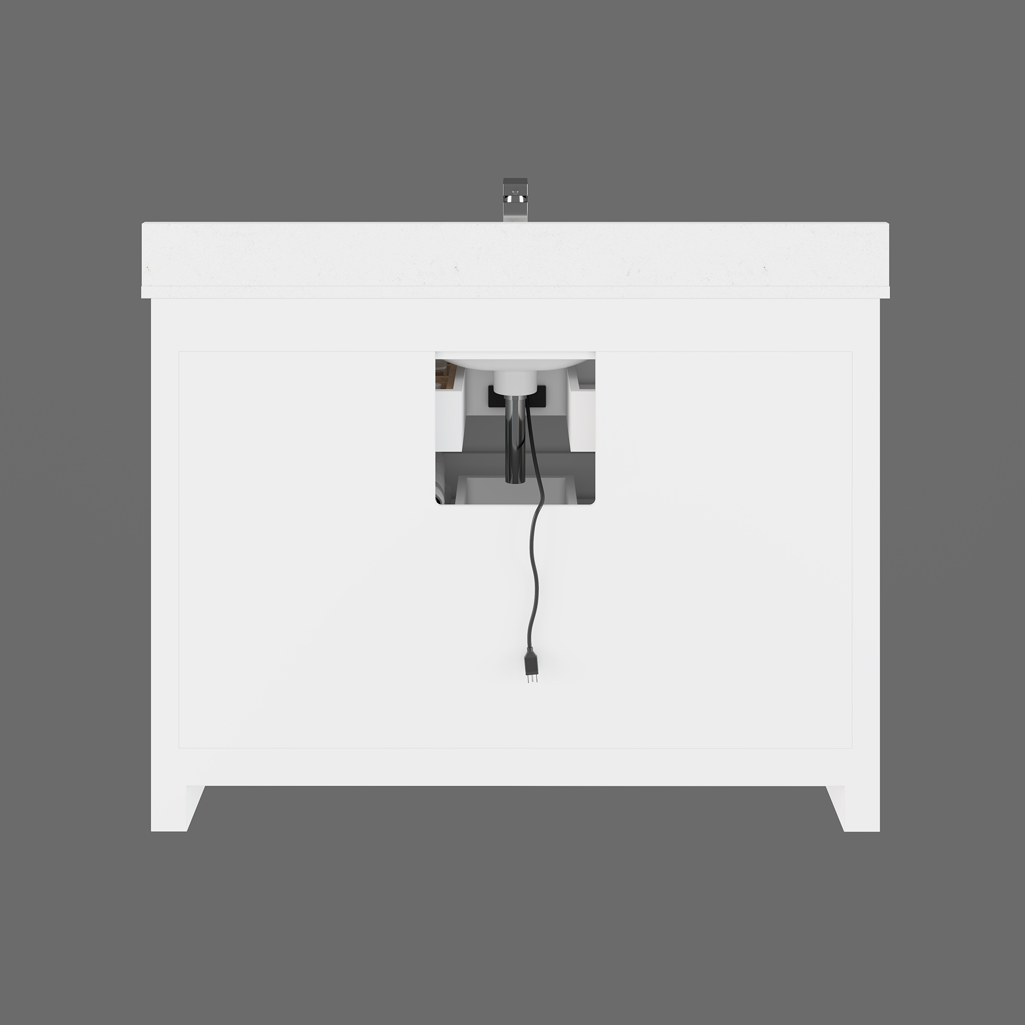 Ronaldo 48-inch Bathroom Cabinet in White with an Open back Panel below the Sink area