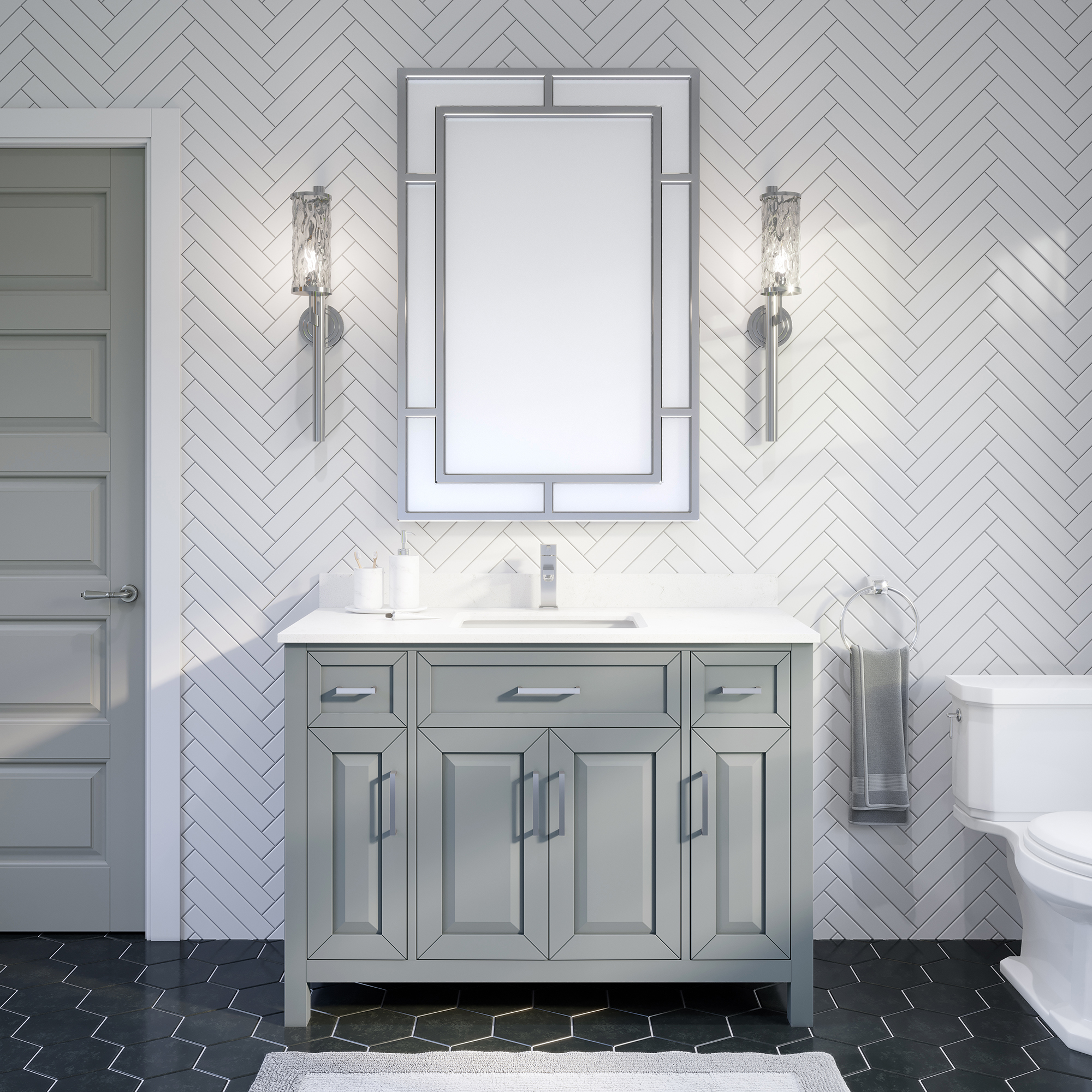 1901-48-02 Dark Grey 48 Bathroom Vanity Cabinet and Sink Combo Solid –  Tile Generation