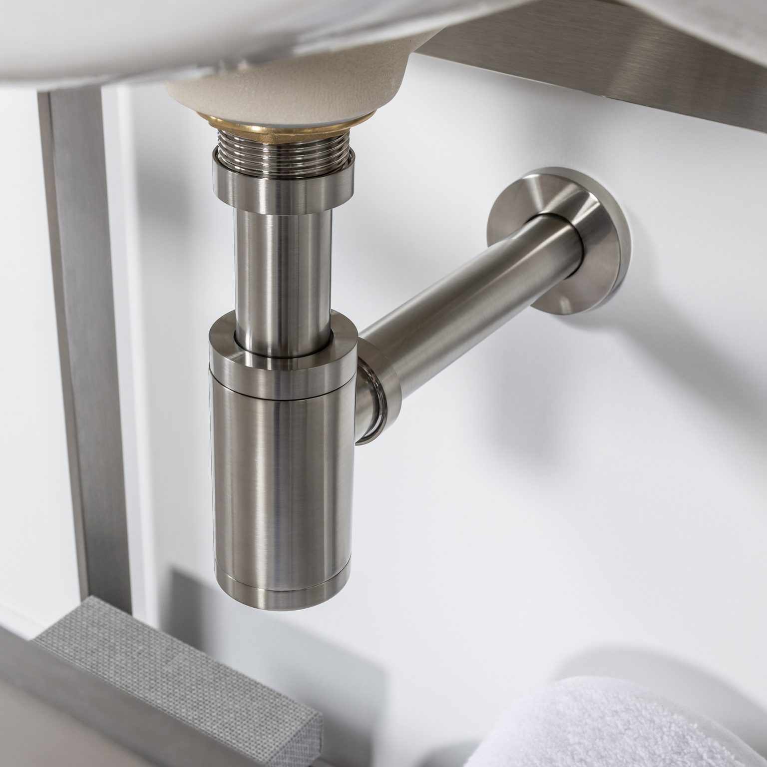 Kirk Brushed Steel PTrap for Bathroom Sink Ikou Inc.