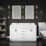 Jackie 60 Meuble-lavabo de salle de bain avec barre d'alimentation et tiroir de rangement