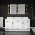 Jackie 75 Meuble-lavabo de salle de bain avec barre d'alimentation et tiroir de rangement
