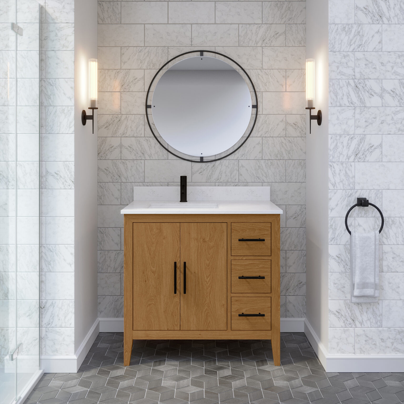 Vaughan 36 Bathroom Vanity with Power Bar & Drawer Organizer Ikou Inc.