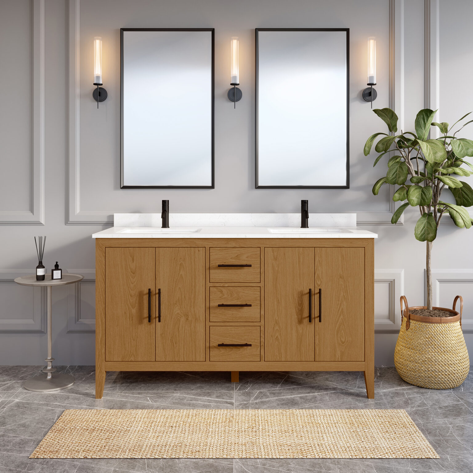 Vaughan 60 Bathroom Vanity with Power Bar & Drawer Organizer Ikou Inc.